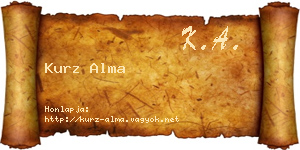 Kurz Alma névjegykártya